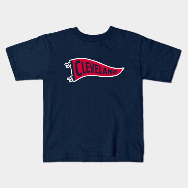 Cleveland Pennant - Navy Kids T-Shirt by KFig21